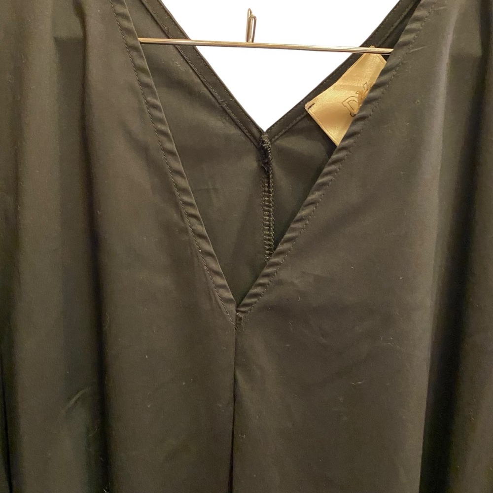 DX Italy Black Cotton Lagenlook Minimalist Midi Dress Rope Belt sz L - Picture 4 of 15